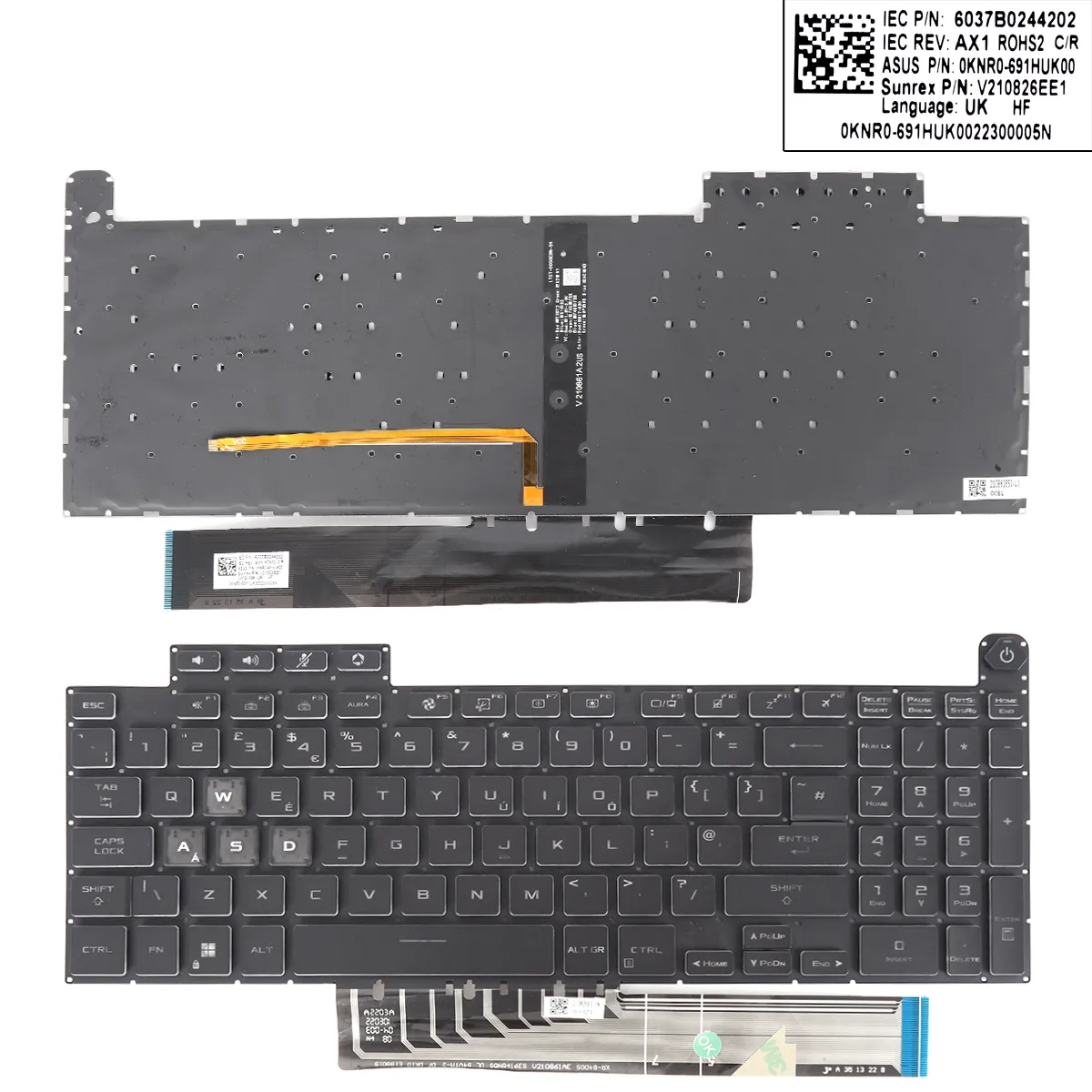 Picture of ASUS TUF Gaming F15 A15 F17 A17 FX507 FX507Z FA507 FA507R FX517 FX517Z FX707 FX707Z FA707 FA707R BLACK(WASD is GRAY)RGB
